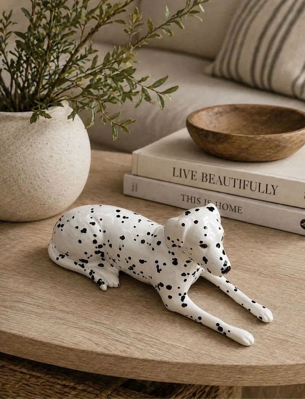 Ceramic Dalmatian Dog Figurine Piece “ Handmade Collectible Trinket Knickknack